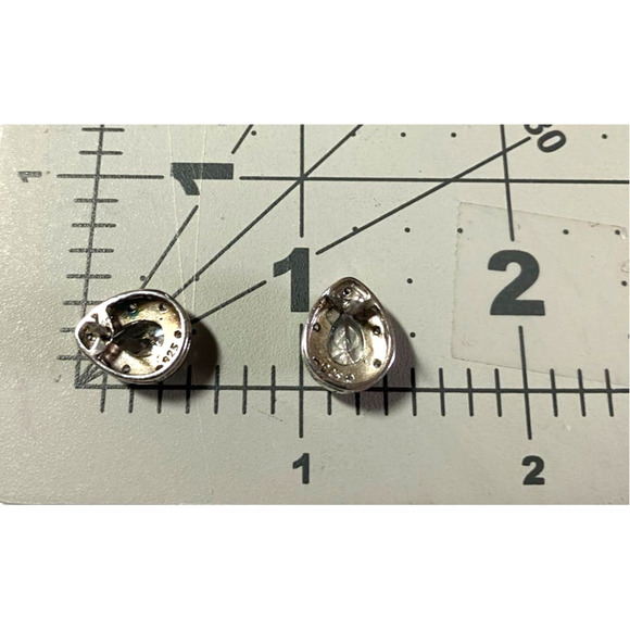 Vintage Sterling Silver Tear Drop Pierce Earrings Clear Crystals 3.55g - Picture 7 of 7